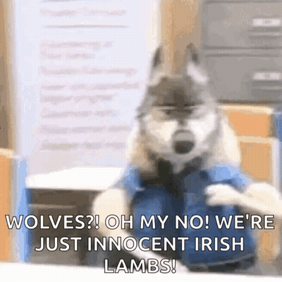 Dog Dressed As Wolf Says Wolves Oh My No We're Just Innocent Irish Lambs GIF