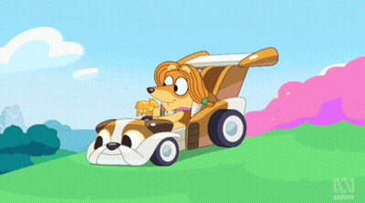 Dog Driving Golf Cart With ABC Logo GIF