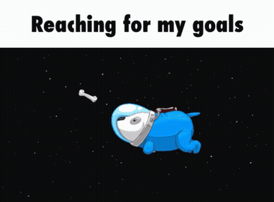Dog Flying Through Space Reaching Goals GIF