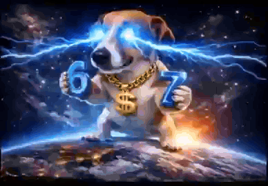 Dog Gold Chain Dollar Sign Holding 6 7 GIF