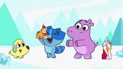 Dog Hippo And Blue Raccoon Eating Taco GIF