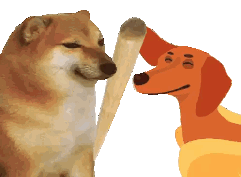 Dog Holding Baseball Bat Next To Dachshund Sticker