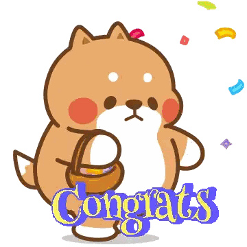 Dog Holding Basket Congrats Sticker