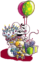 Dog Holding Birthday Cake And Balloons Sticker