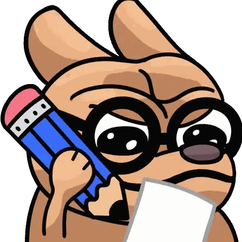 Dog Holding Blue Pencil And Paper Sticker
