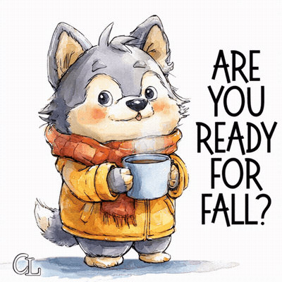 Dog Holding Coffee Saying Are You Ready For Fall GIF