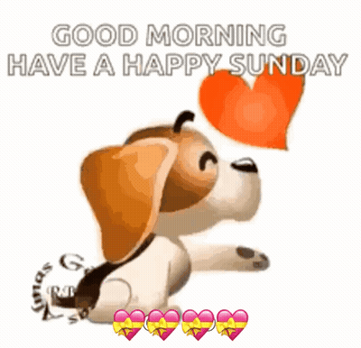 Dog Holding Heart Saying Good Morning GIF
