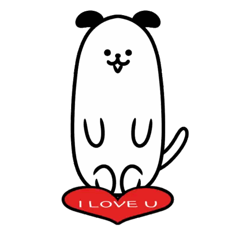 Dog Holding Heart Saying I Love U Sticker