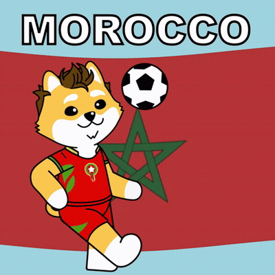 Dog Holding Soccer Ball Saying Morocco GIF