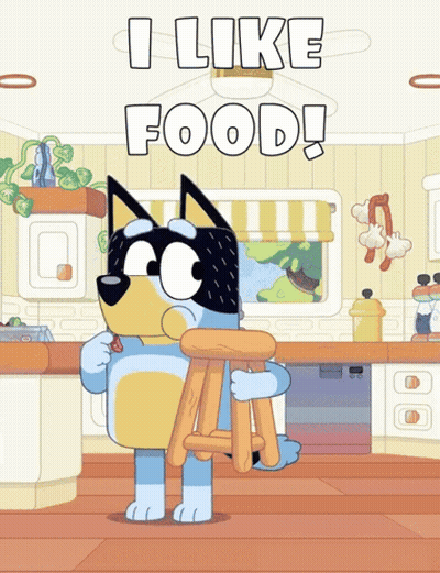 Dog Holding Wooden Stool I Like Food GIF