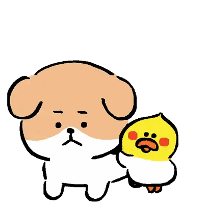 Dog Holding Yellow Chicken Sticker