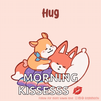 Dog Hugging Fox Morning Kissess GIF