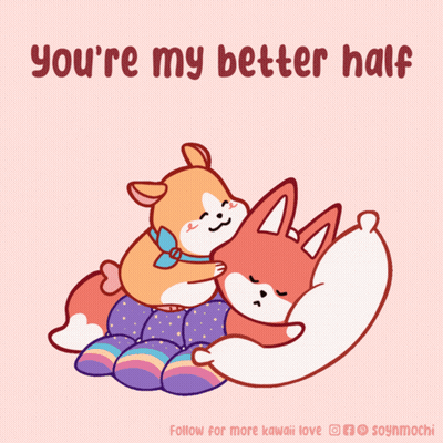 Dog Hugging Fox Saying You're My Better Half GIF