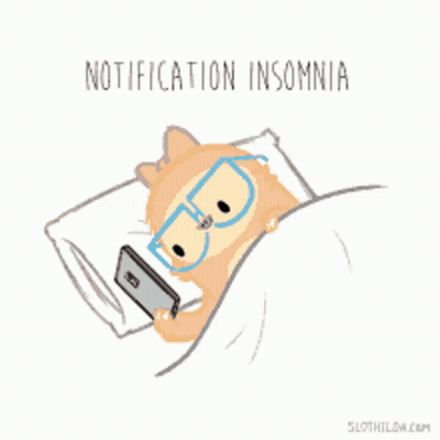 Dog In Bed Looking At Cell Phone Notification Insomnia GIF