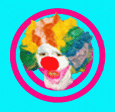 Dog In Clown Wig Surrounded By Pink Circle GIF