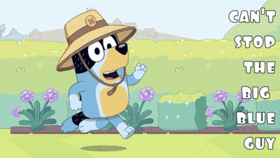 Dog In Hat And Sunglasses Saying Can't Stop The Big Blue Guy GIF