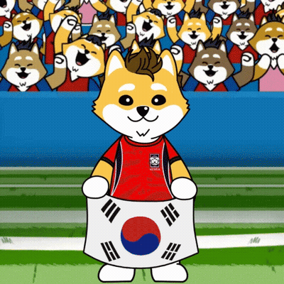 Dog In Korea Shirt Holding Korean Flag GIF