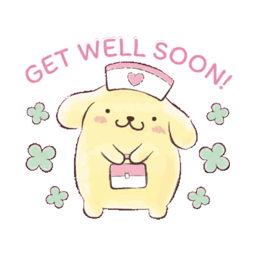 Dog In Nurse Hat Get Well Soon Sticker
