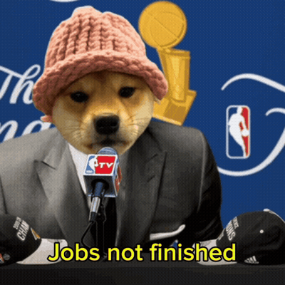 Dog In Pink Hat Suit Saying Jobs Not Finished GIF