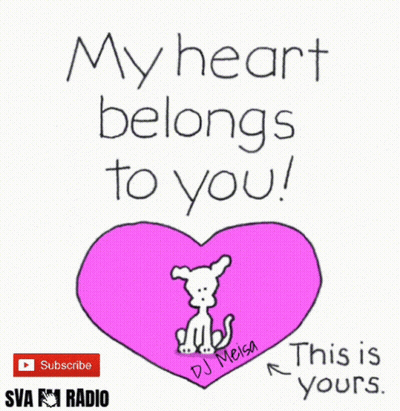 Dog In Pink Heart Saying My Heart Belongs To You GIF