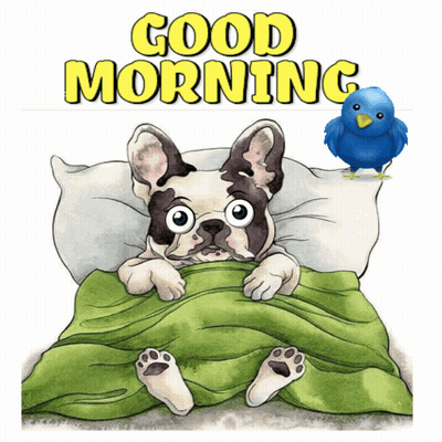 Dog Laying In Bed Saying Good Morning GIF