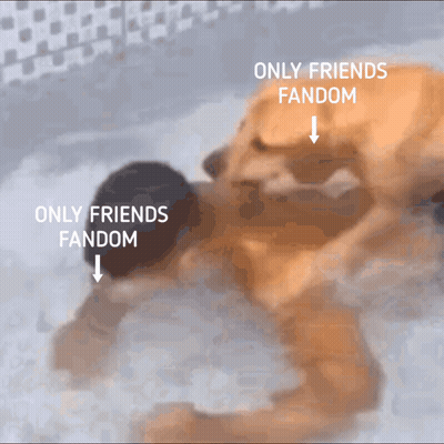 Dog Licking Man In Bathtub Only Friends Fandom GIF