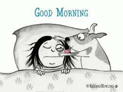 Dog Licking Owner Good Morning Cartoon