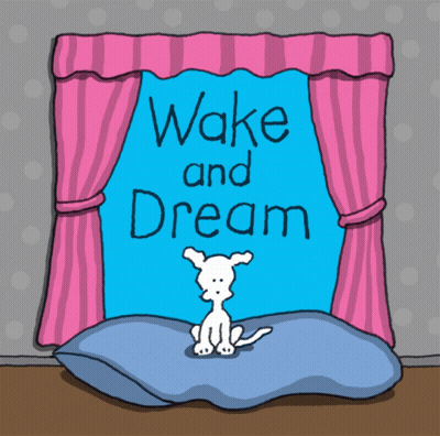 Dog Looking Out Window With Wake And Dream GIF