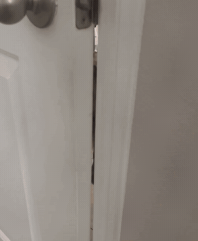 Dog Looking Through Door With Bottle On Cart GIF