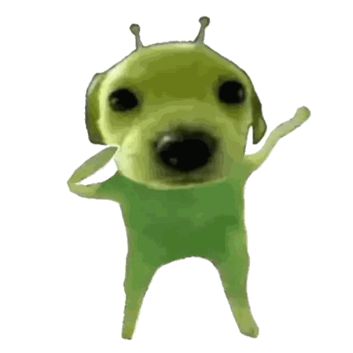 Dog Looks Like Green Alien With Crown Sticker