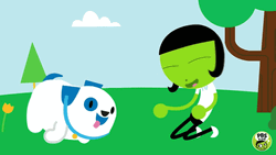Dog Love Pet Licking Animated Green Girl GIF