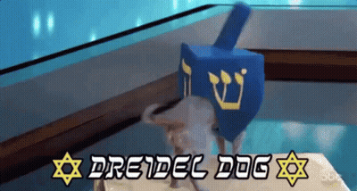 Dog Next To Blue Dreidel Dreidel Dog GIF