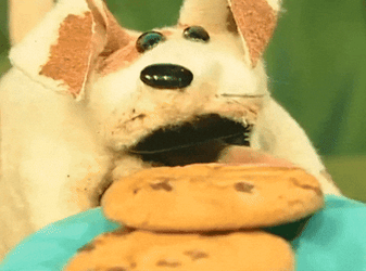 Dog Puppet Wants Eat Famous Amos Cookie GIF