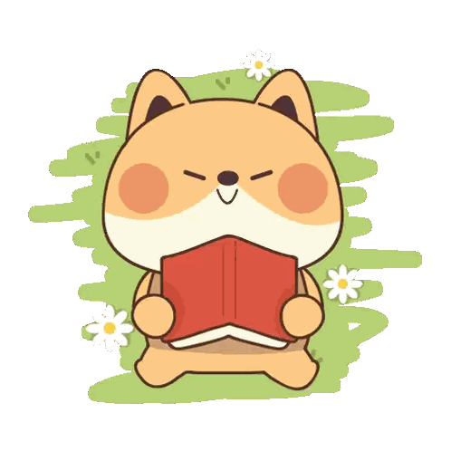 Dog Reading Book With Daisies Sticker