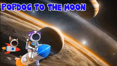 Dog Riding Rocket Popdog To The Moon GIF