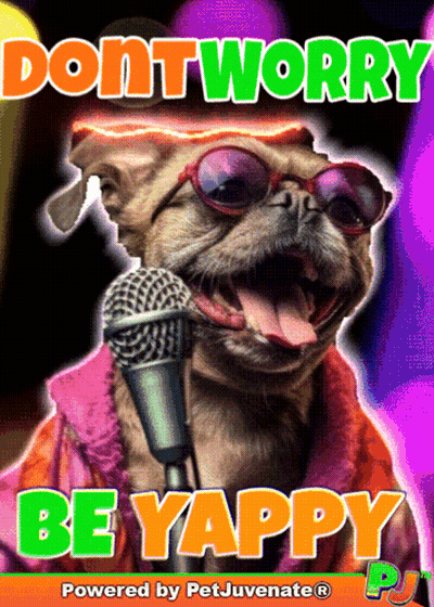 Dog Singing Microphone Don't Worry Be Yappy