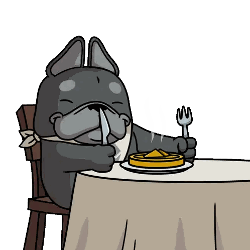 Dog Sitting At Table Eating Pie Sticker