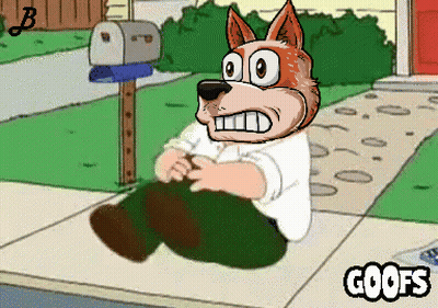 Dog Sitting On Sidewalk Saying Goofs GIF