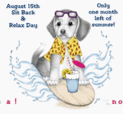Dog Sitting On Surfboard August 15Th Sit Back And Relax Day GIF