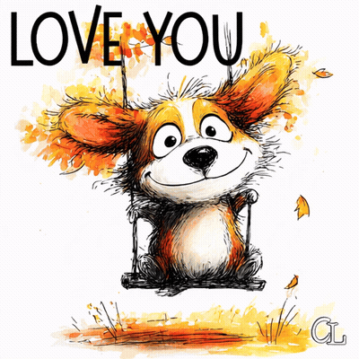 Dog Sitting On Swing Saying Love You GIF