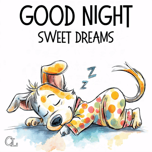 Dog Sleeping Good Night Sweet Dreams