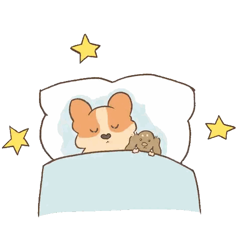Dog Sleeping In Bed With Stars Sticker