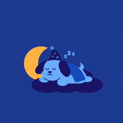 Dog Sleeping Under Crescent Moon GIF