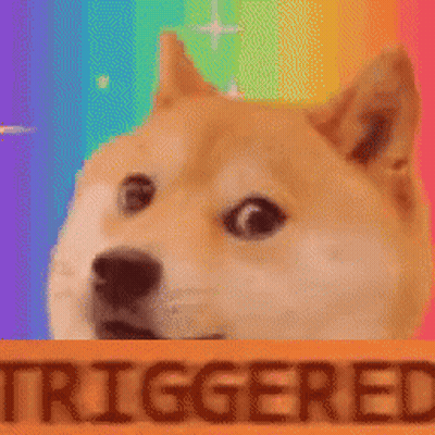 Dog Standing Behind Triggered Sign GIF