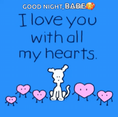 Dog Surrounded By Hearts Saying I Love You GIF