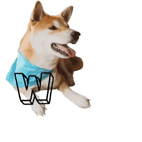 Dog Wearing Blue Wow Scarf Sticker