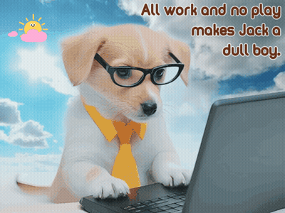 Dog Wearing Glasses And Tie Typing GIF
