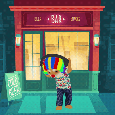 Dog Wearing Headphones In Front Of Bar GIF