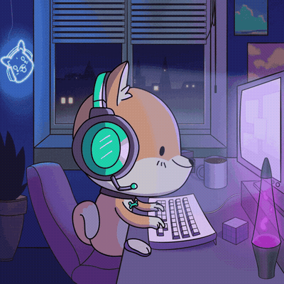 Dog Wearing Headphones Typing GIF