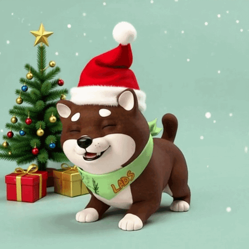 Dog Wearing Santa Hat And Bandana With Labs GIF